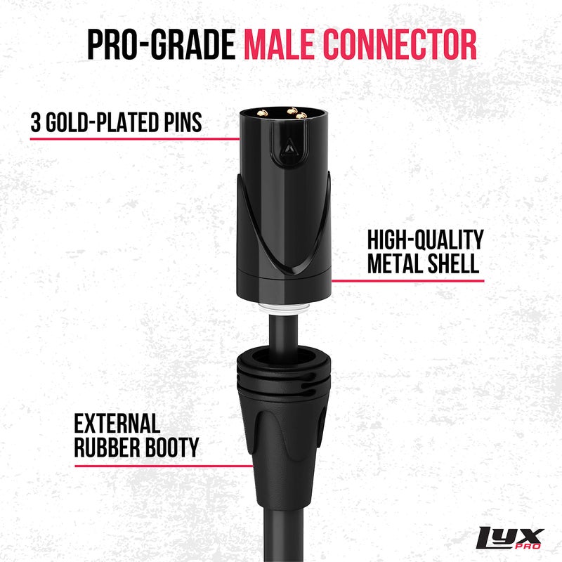 LyxPro Quad Series 6 ft XLR 4-Conductor Star Quad Balanced Microphone Cable for High End Quality and Sound Clarity, Extreme Low Noise, Black - Image 2